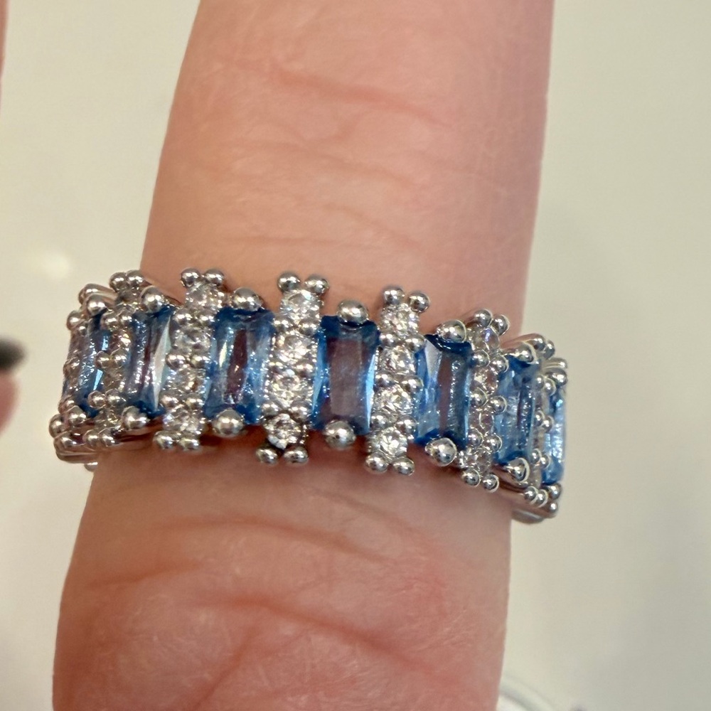 Bp Elegant Blue and Silver Women's Ring